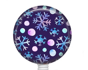 Snowflake Badge Reel/Christmas Badge Reel/Nurse badge reel/Badge Holder/ID Holder/Badge Reel/Nurse Badge/Retractable badge/Winter badge