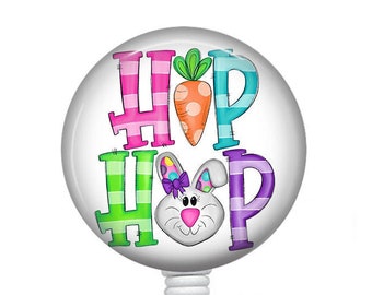 Easter Badge Reel/Easter Bunny Badge/Badge Holder/ID Holder/Nurse Badge Reel/Nurse Gift/Retractable Badge/Teacher Gift/Hip Hop/Easter
