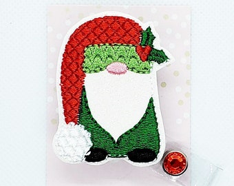 Christmas Gnome Badge Reel/Retractable Badge Holder/ID Holder/Badge Reel/Nurse Gift/Christmas Badge Reel/Teacher Badge/Nurse Badge Badge