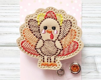Turkey Badge Reel/ThanksgivingBadge Reel/Badge Holder/ID Holder/Badge Reel/Nurse gift/Nurse Badge Reel/cute badge/Retractable badge