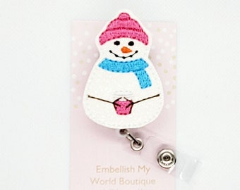 Snowman Badge Reel/Badge Holder/ID Holder/Badge Reel/Nurse Gift/Retractable Badge/Christmas Badge Reel/Winter Badge Reel/Nurse Badge/Teacher
