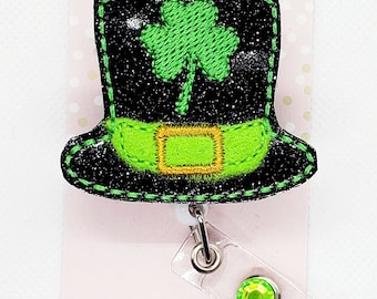 Leprechaun Hat Badge Reel/Retractable Badge Reel/Badge Holder/ID Holder/Badge Reel/St. Patrick's Day Badge/Nurse Badge Reel/Shamrock Badge