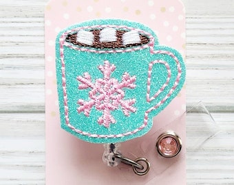 Hot Cocoa Badge Reel/Christmas Badge Reel/Badge Holder/ID Holder/Badge Reel/Nurse Gift/Nurse Badge Reel/Retractable Badge/Cute badge/Winter