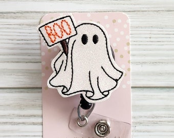 Ghost Badge Reel/Halloween Badge Reel/Creep it reel badge/Badge Holder/ID Holder/Badge Reel/Nurse Badge/Nurse Gift/Retractable Badge/Boo