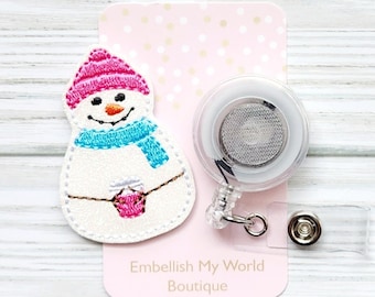 Snowman Interchangeable Badge Reel Topper/Badge Holder/ID Holder/Badge Reel/Christmas Badge Reel/Nurse Badge/Swappable Badge/Winter