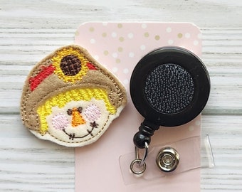 Scarecrow Interchangeable Badge Reel Topper/Badge Holder/ID Holder/Badge Reel/Fall Badge Reel/Nurse Badge/Swappable Badge/Cute/Nurse gift