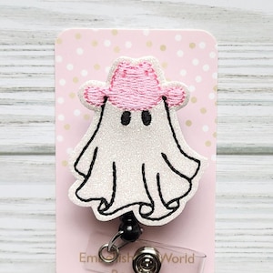 Cowboy Ghost Badge Reel,Halloween Badge Reel, cute badge reel/Badge Holder/ID Holder/Badge Reel/Nurse Badge/Nurse Gift/Retractable Badge