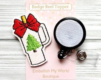 Christmas Tumbler Interchangeable Badge Reel Topper/Badge Holder/ID Holder/Badge Reel/Christmas Badge Reel/Nurse Badge/Swappable Badge/
