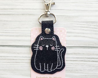 Black Cat Keychain/Purse Charm/Bag Tag/Backpack tag/Cat lover gift/dog keychain/key chain/cute cat/Gift for Her