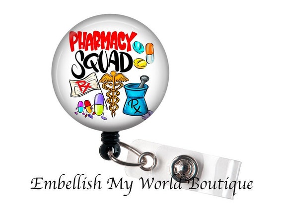 Pharmacy Badge Reel/pharmacy Squad/retractable Badge/badge Holder/id Holder/badge  Reel/pharmacy Tech Badge/pharmacist Badge/ 
