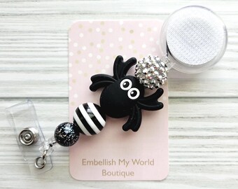 Halloween Interchangeable Badge Reel/Badge Holder/ID Holder/Badge Reel/Nurse Badge Reel/Swappable Badge/Beaded/Badge Reel Base/Nurse Gift
