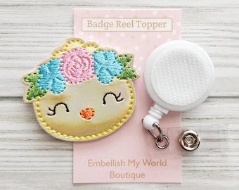 Easter Chick Interchangeable Badge Reel Topper/Badge Holder/ID Holder/Badge Reel/Nurse Badge/Swappable Badge/Embroidered/nurse gift