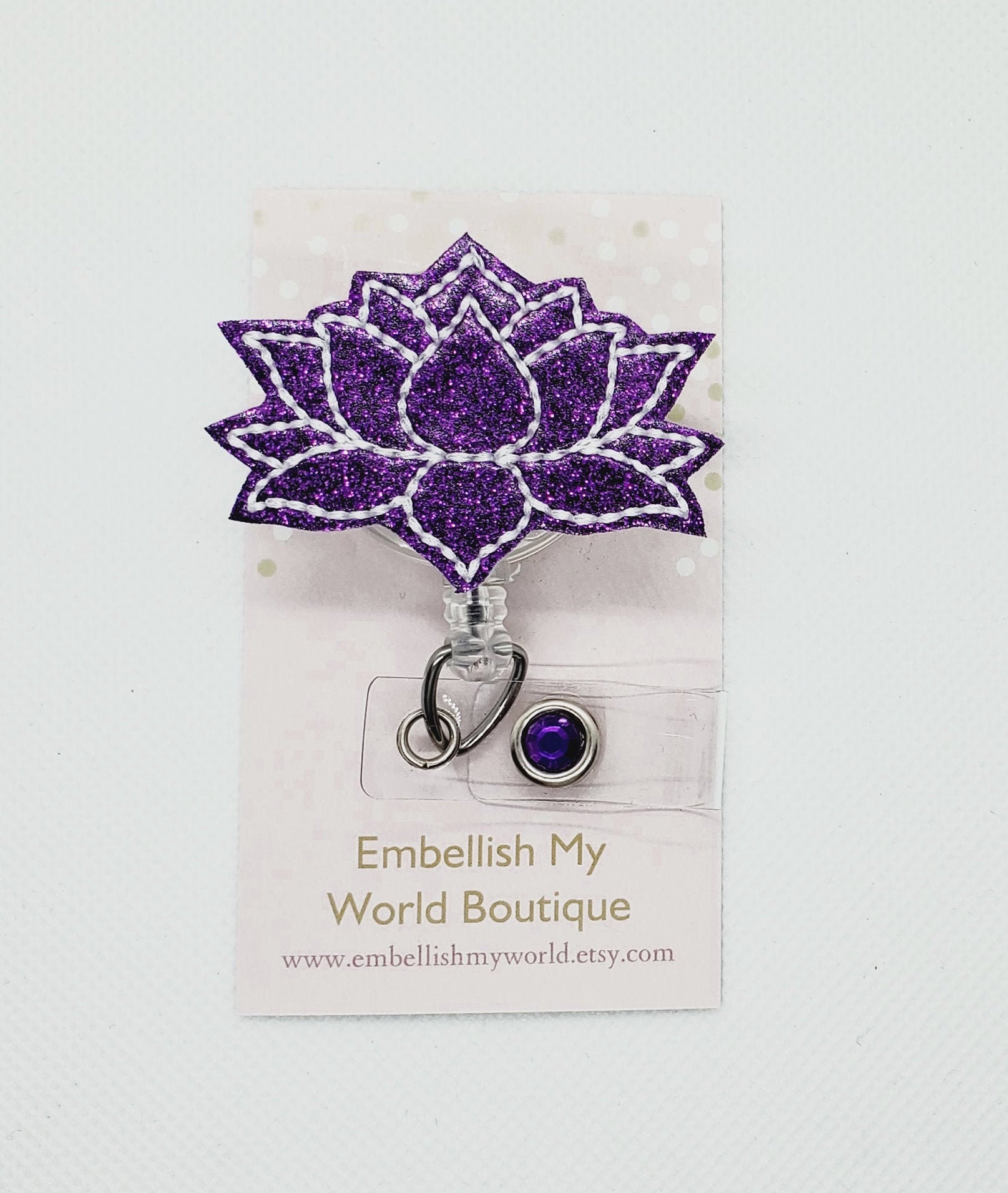 Lotus Flower Badge Reel/badge Reel/nurse Badge/badge Holder/id Holder/badge  Reel/nurse Gift/retractable Badge/floral Badge/gift for Her/ 