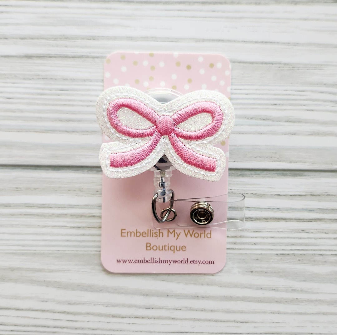 Pink Coquette Bow Badge Reel/retractable Badge Reel/nurse Badge Reel ...