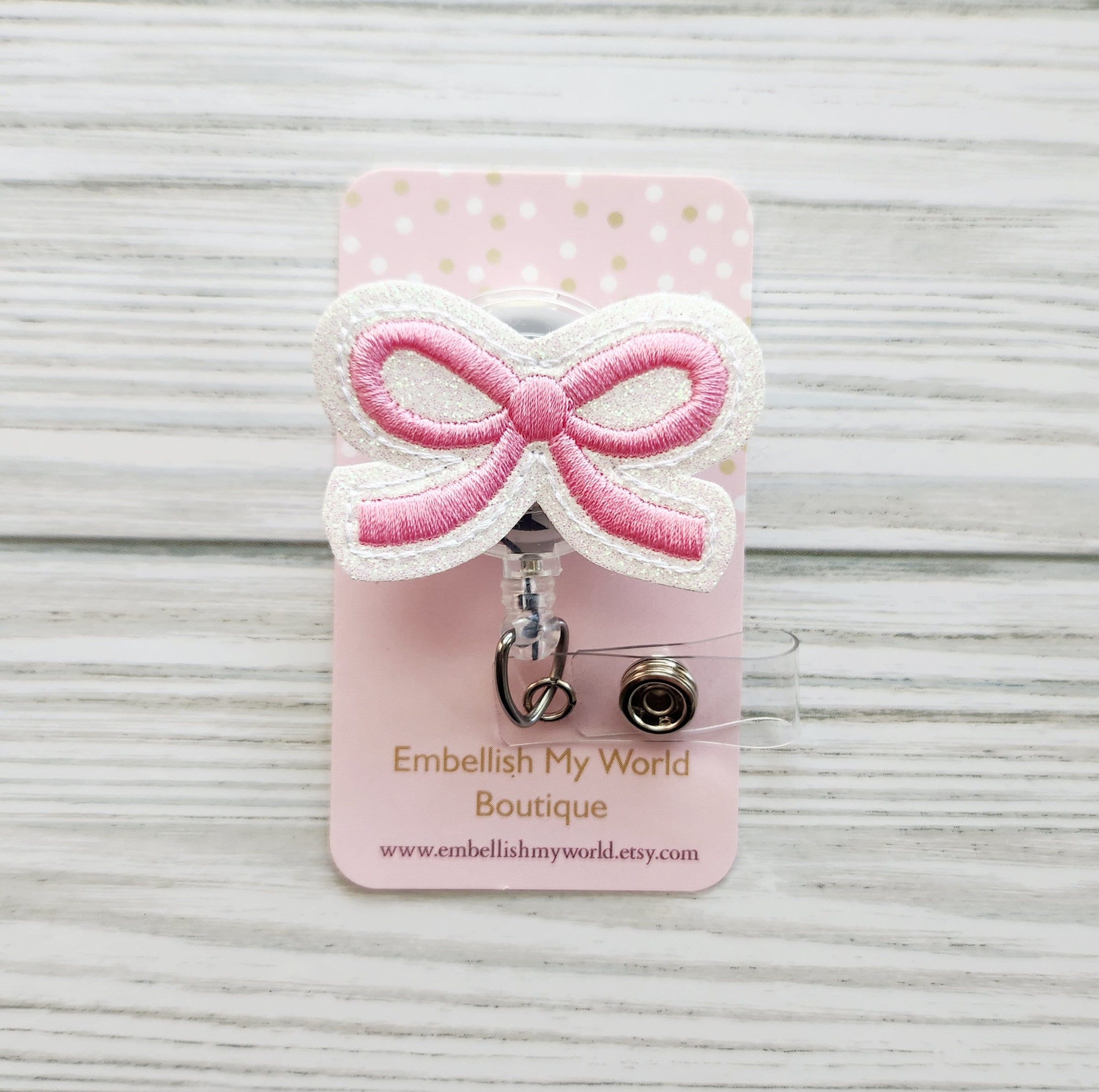 Pink Coquette Bow Badge Reel/Retractable Badge Reel/Nurse Badge Reel/Badge Holder/ID Holder/Badge Reel/Nurse Gift/pink bow/Interchangeable