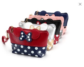 Minnie Mouse Cosmetic Bag/Cosmetic Bag/Travel Bag/Handheld Purse/Disney/Polka Dot/Mouse Ears/Disney Travel/Makeup Bag/Storage/Organizer