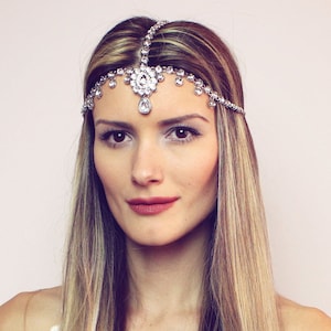 Ariana Head Chain Head Jewelry Rhinestone Headpiece Silver Head Jewelry Bridal Jewelry Hair Jewelry Hair Chain Hair Chain Boho Wedding Gift