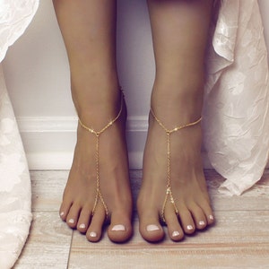 Minimalist Barefoot Sandals Gold Anklet Golden Foot Jewelry - Etsy