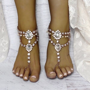 Gold Barefoot Sandals Beach Wedding Shoes Bridal Foot Jewelry Bohemian Wedding Boho Wedding Shoes Beach Wedding sandals gold Anklet Marion