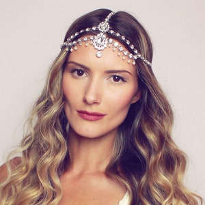 Marion Head Chain Bridal Head Jewelry Head Piece Silver Headband for bride bridal headwear rhinestone hair jewelry hair chain hair piece