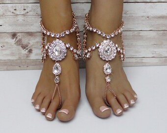 Aida Barefoot Sandals Foot Jewelry Gold Barefoot Sandals Wedding Jewelry Wedding Sandals Anklet Foot Thong Beach wedding Shoes Sandles Gold
