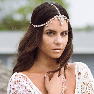 Ariana Head Chain Head Jewelry Rhinestone Headpiece Gold Head Jewelry Bridal Jewelry Gold Hair Jewelry Hair Chain Hair Chain Boho Wedding