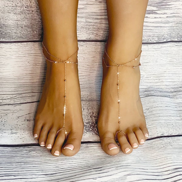 Minimalist Gold Barefoot Sandals Minimalist Foot Jewelry Beach Barefoot Sandals Boho Jewelry Boho Anklet Gold Anklet Minimalist Anklet Beach