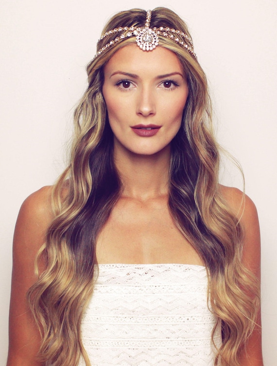 Serena Hair Jewelry Gold Hair Chain Hairband for Bride  display picture 3