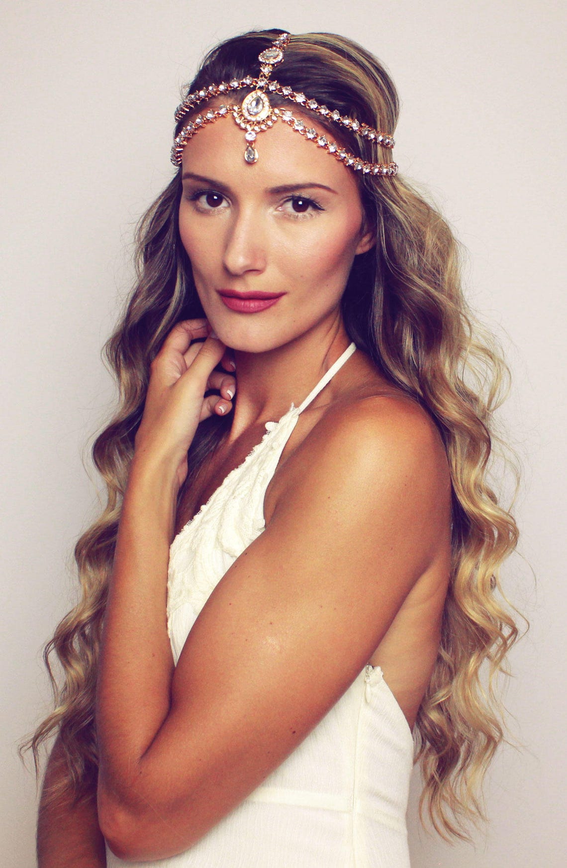 Dulce Head Chain Gold Head Jewelry Bridal Head Band Head Piece Etsy