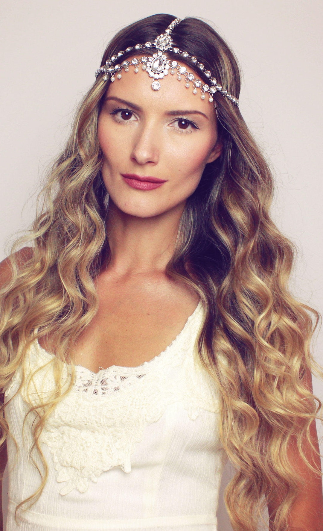 Marion Head Chain Bridal Head Jewelry Head Piece Silver Headband for