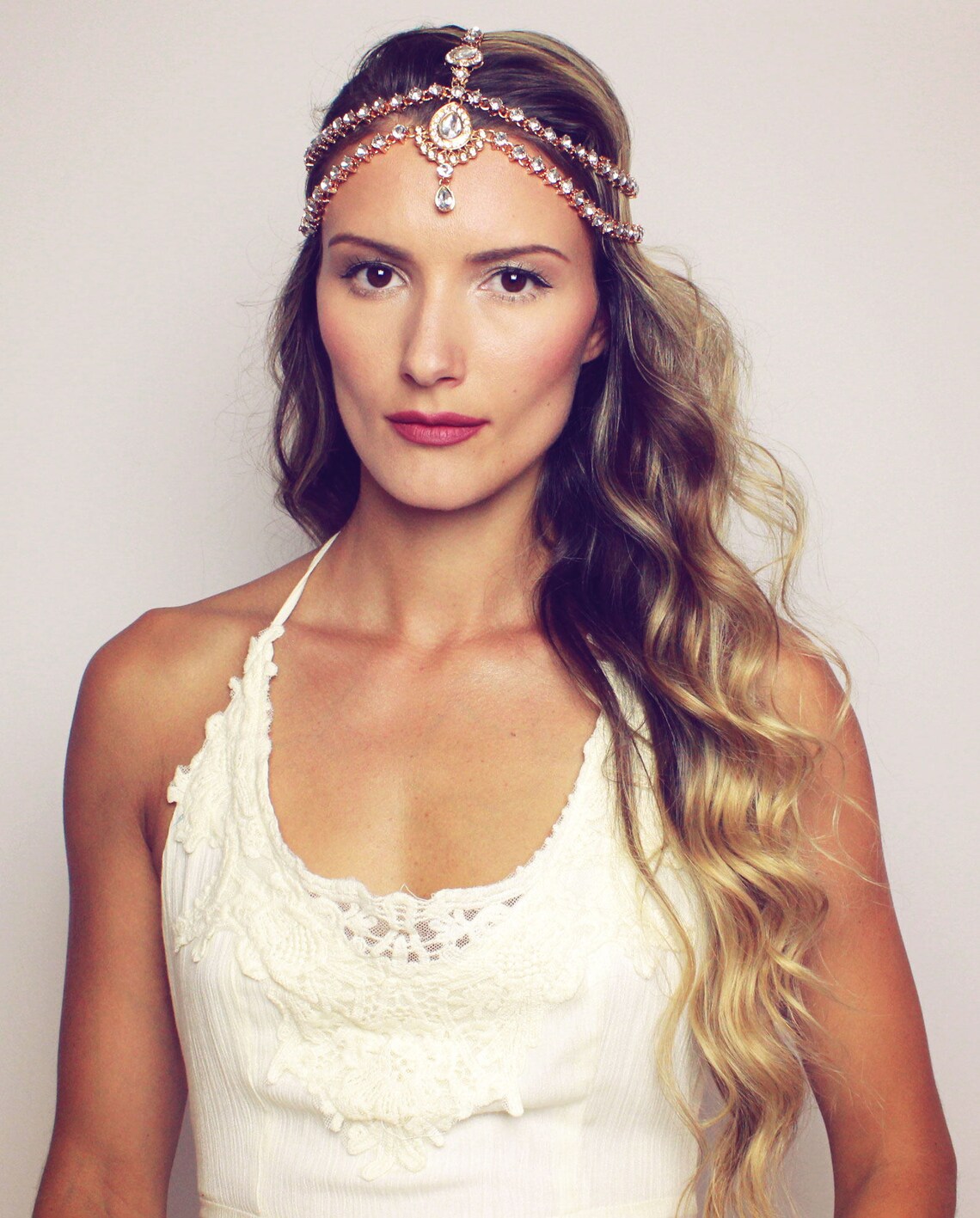 Dulce Head Chain Gold Head Jewelry Bridal Head Band Head Piece Etsy
