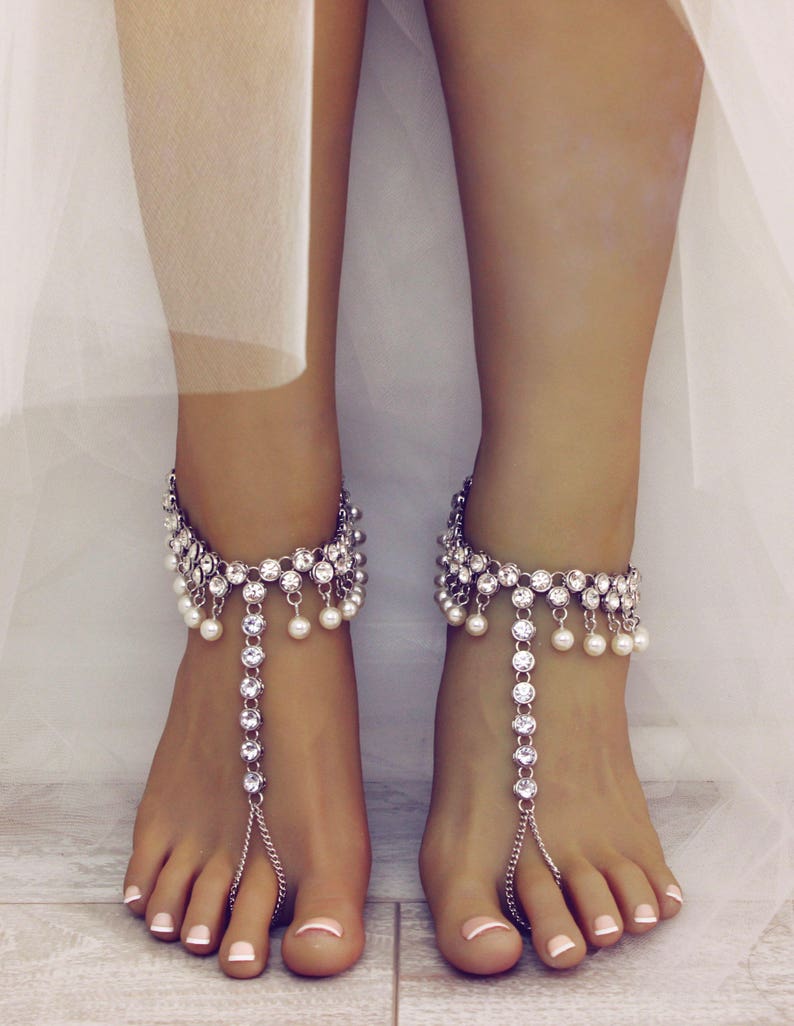 Diona Barefoot Sandals Silver Foot Jewelry Beach Wedding Etsy