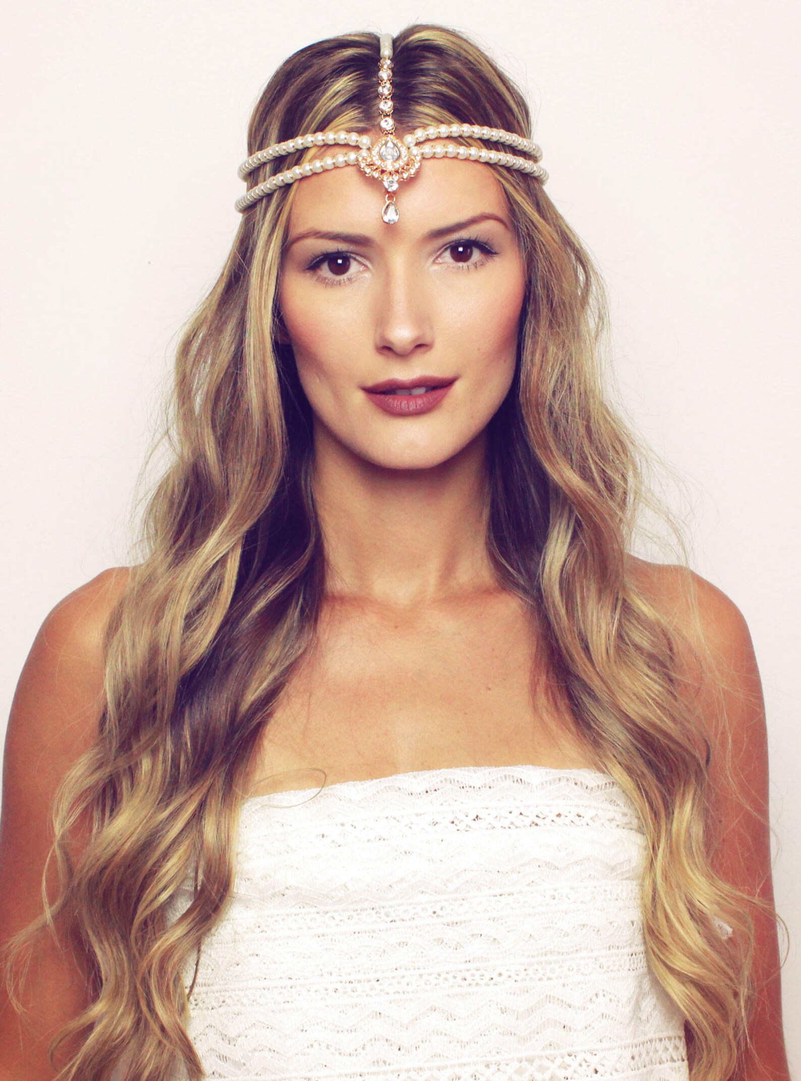 Aria Pearl Head Chain Head Jewelry Head Piece Wedding Hair Etsy