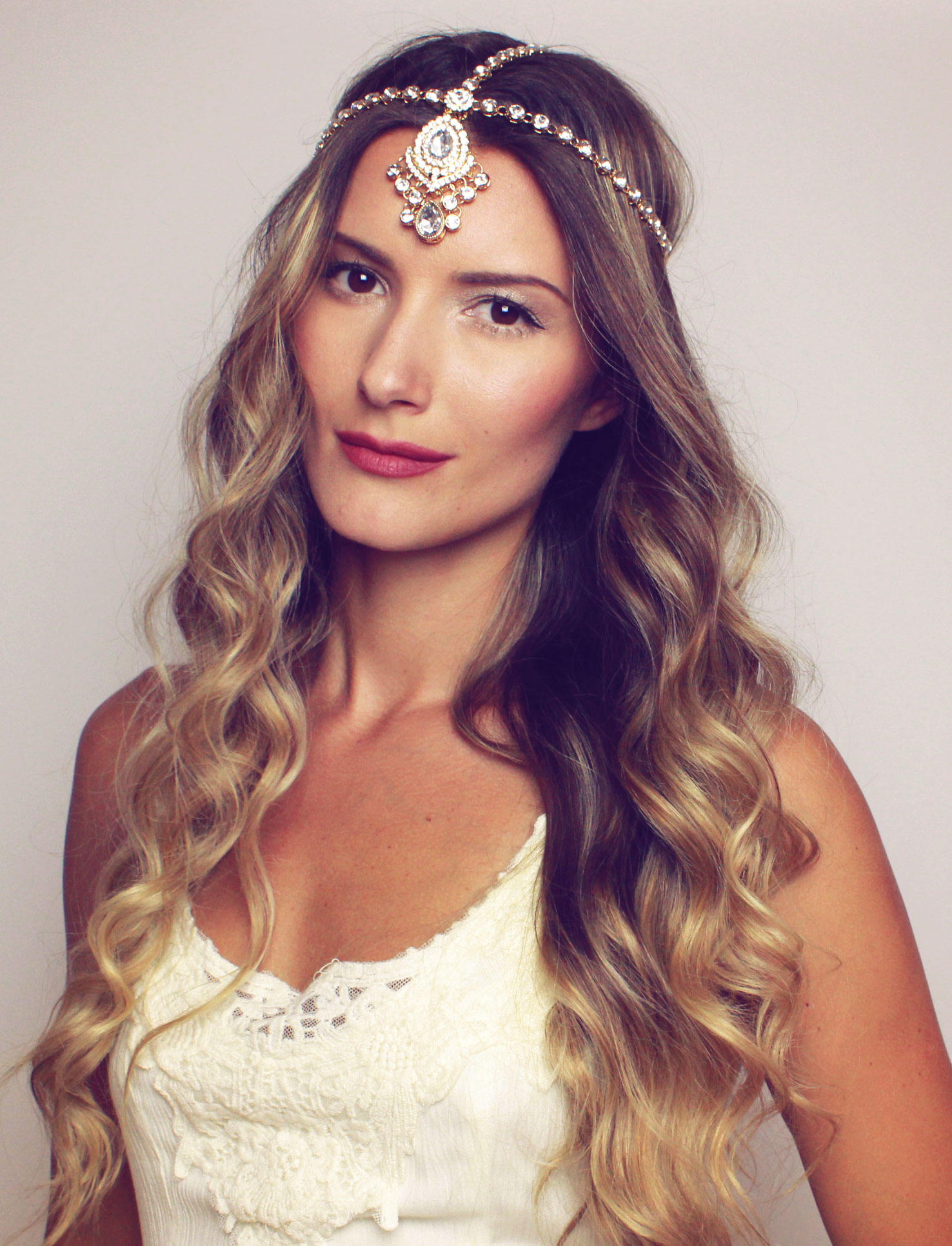 HORSEBIT HAIR ACCESSORY HEADBAND BIG GOLD CHAIN Gold Chain Headbands for Women - Cute Hair Accessories for  main image 2