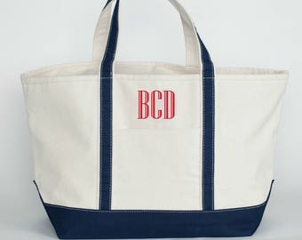 Monogrammed Canvas Tote | Personalized Large Canvas Tote Bag | Beach Bag, Bridesmaid's Gift, Travel, Birthday, Graduation, Sorority