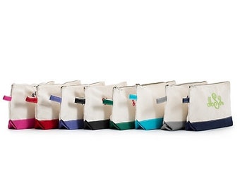 Monogrammed Cosmetic Bag | Personalized Canvas Colorblock Makeup Pouch