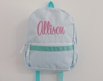 mint seersucker backpack