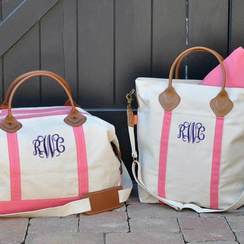 Monogrammed Flight Bag Personalized Canvas and Leather - Etsy