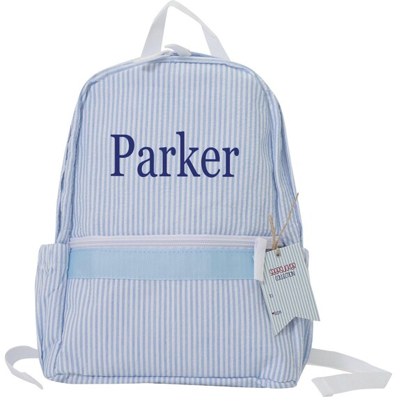 Monogrammed Seersucker Backpack Preppy Personalized Baby and Etsy
