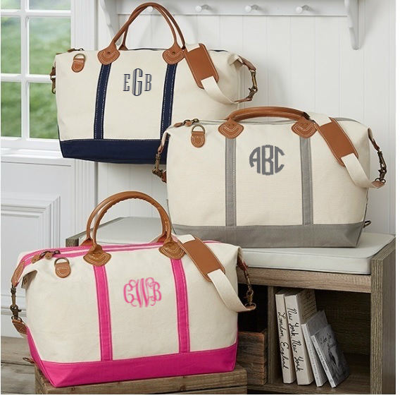 Monogrammed Canvas Weekender Personalized Canvas and Leather Travel Duffle Tote Great for Travel Bridesmaid Gifts Graduation Birthday Etsy Ireland