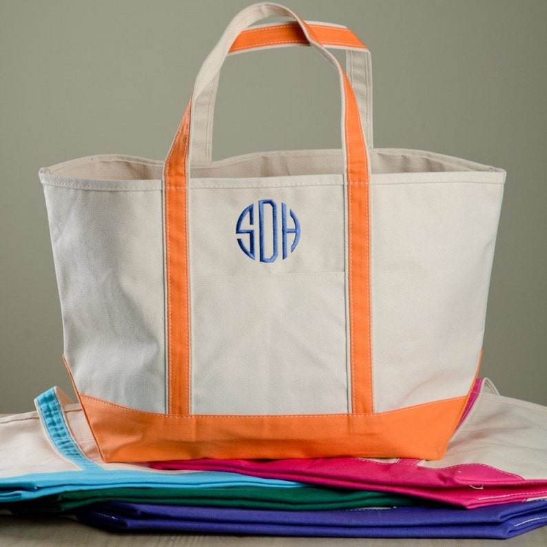 Monogrammed Boat Tote Personalized Large Canvas Tote Bag Etsy