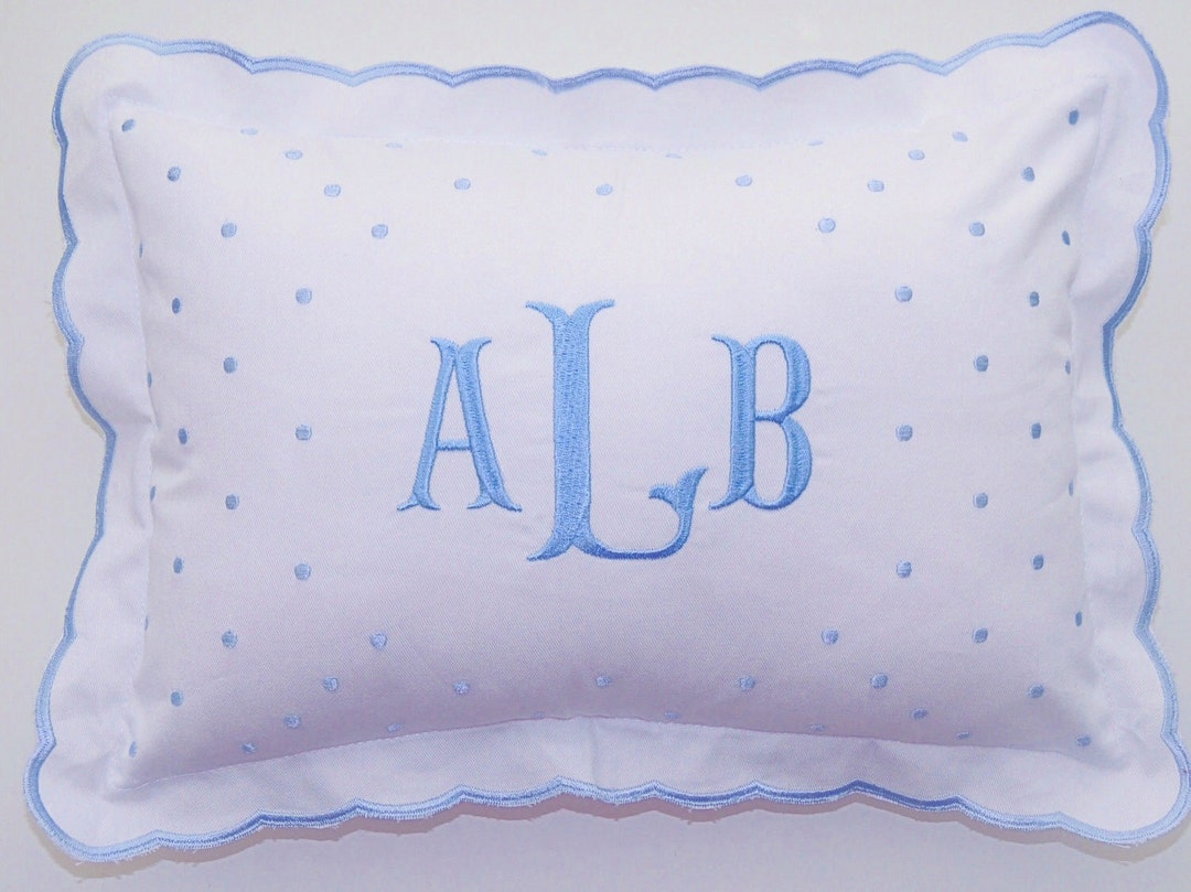 Monogrammed Baby Pillow Personalized Swiss Dot Nursery Pillow Great for