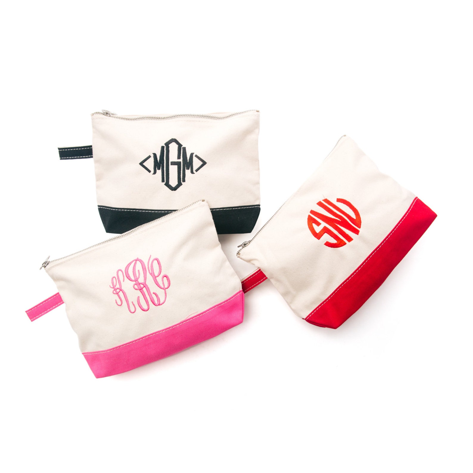Monogrammed Cosmetic Bag Personalized Canvas Colorblock Etsy