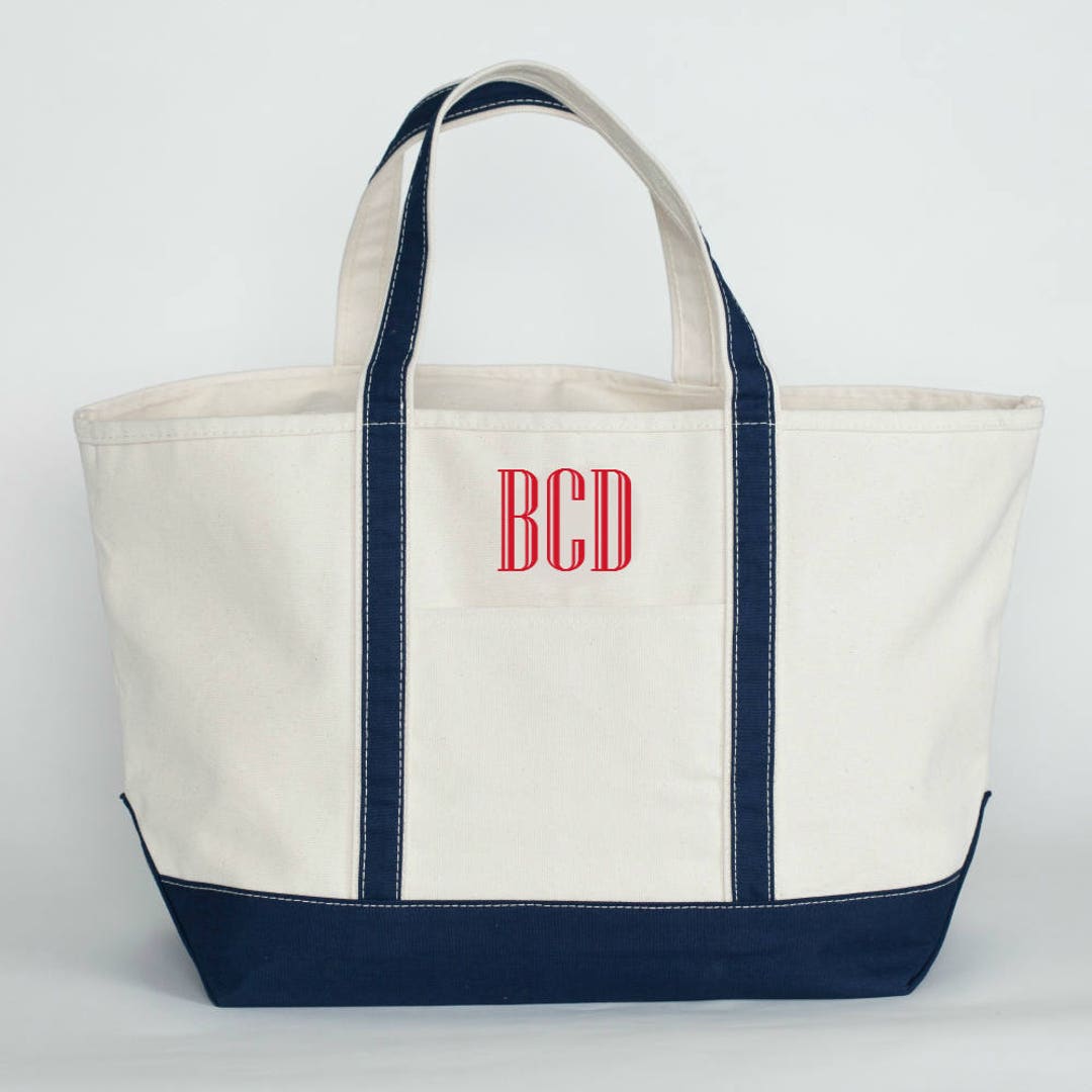 Monogrammed Boat Tote Personalized Large Canvas Tote Bag Beach Bag ...