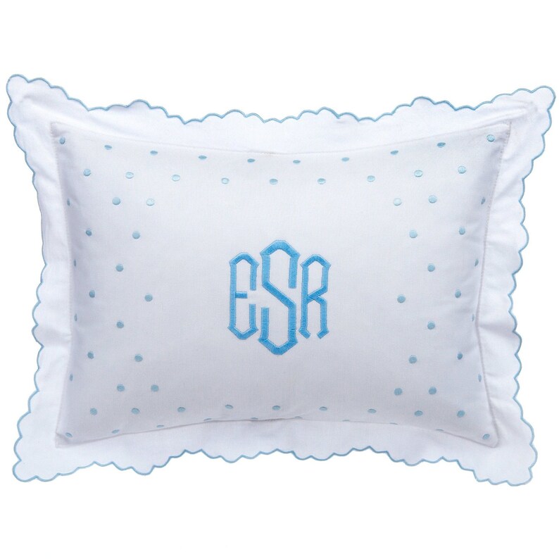 Monogrammed Baby Pillow Personalized Swiss Dot Nursery Etsy
