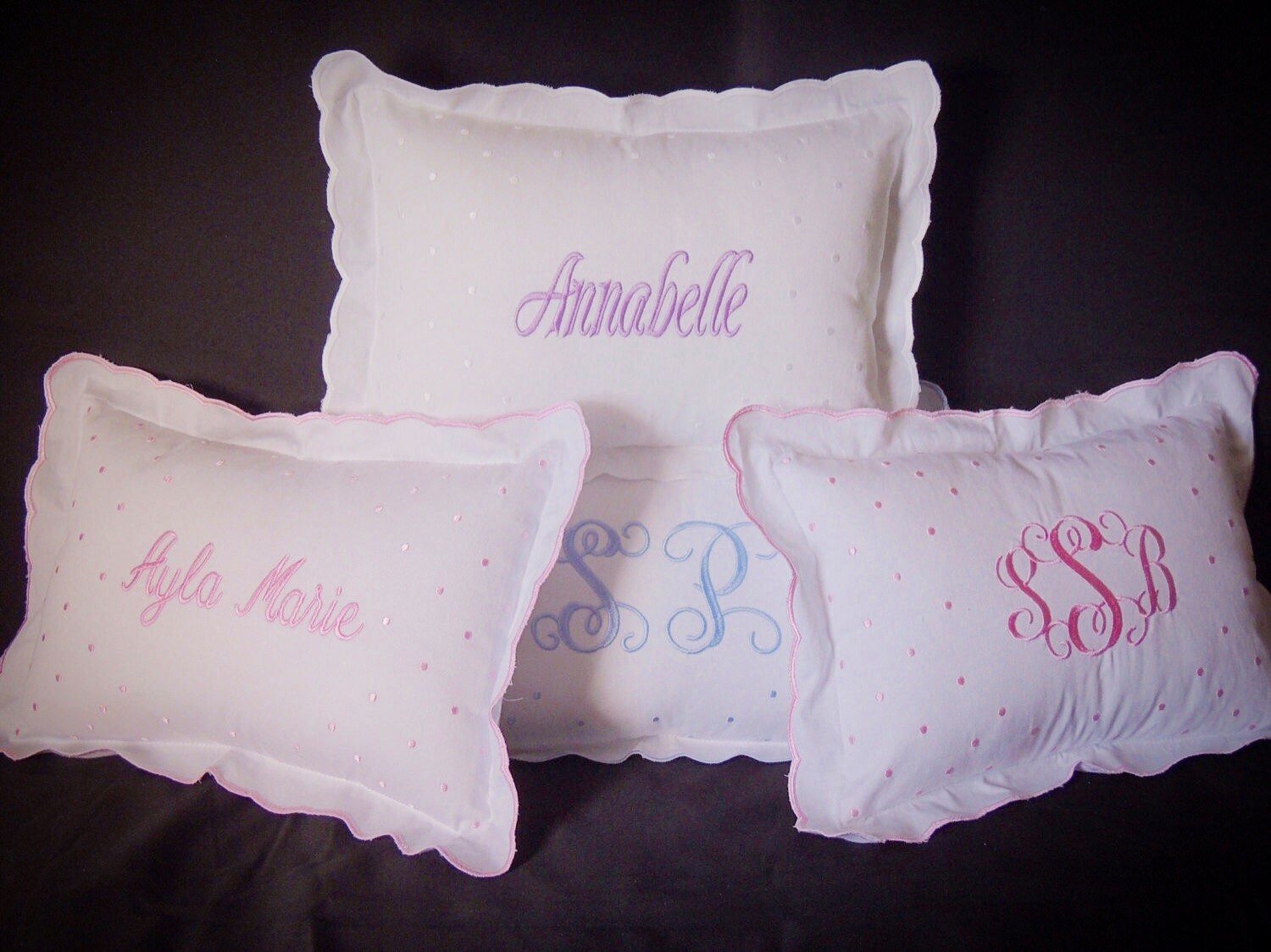 Monogrammed Baby Pillow Personalized Baby Swiss Dot Nursery Etsy