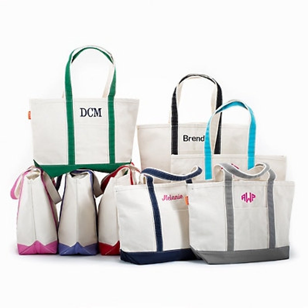 Monogrammed Boat Tote Personalized Medium Canvas Tote Bag Beach Bag ...