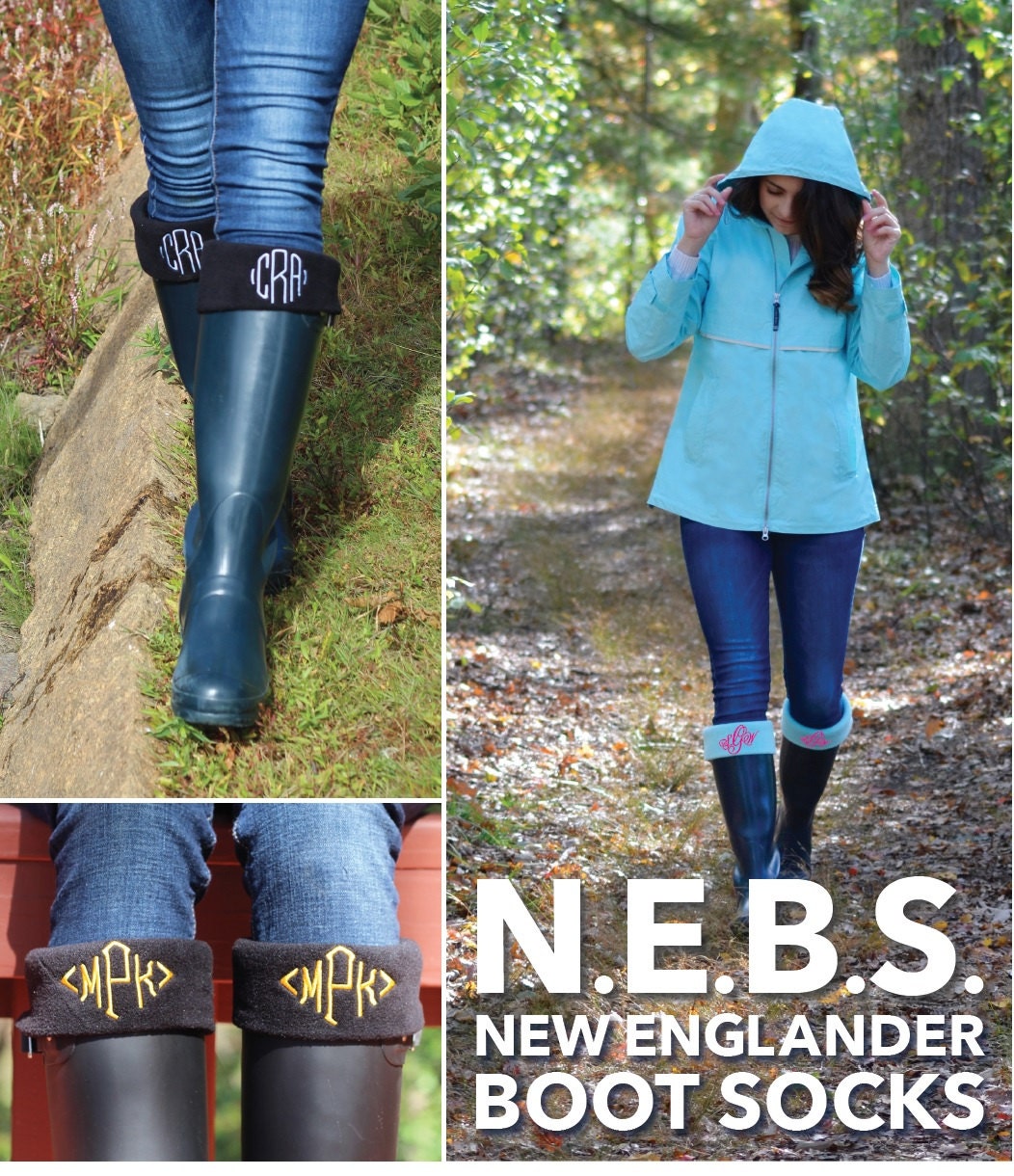 Monogrammed Fleece Boot Socks Charles River New Englander | Etsy