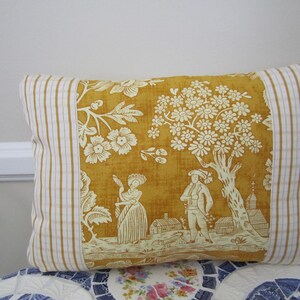 Gorgeous Pierre Deux Pillow Gold La Declaration French Country Toile & Pont Aven Plaid Pastoral Provencial