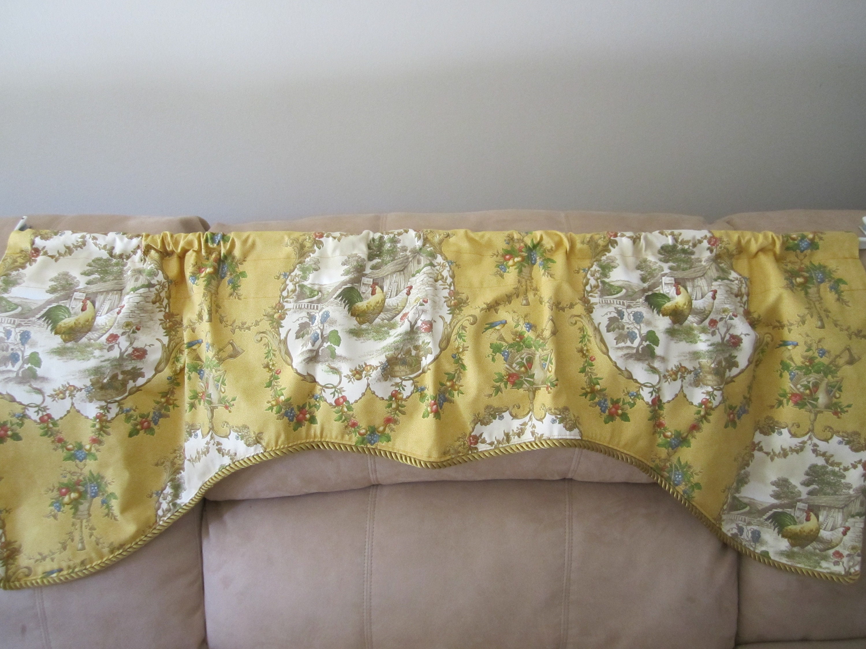Curtains Window Treatments Home Living Richloom Fragonard Valance Cornflower Blue Yellow French Country Toile Scalloped Lined